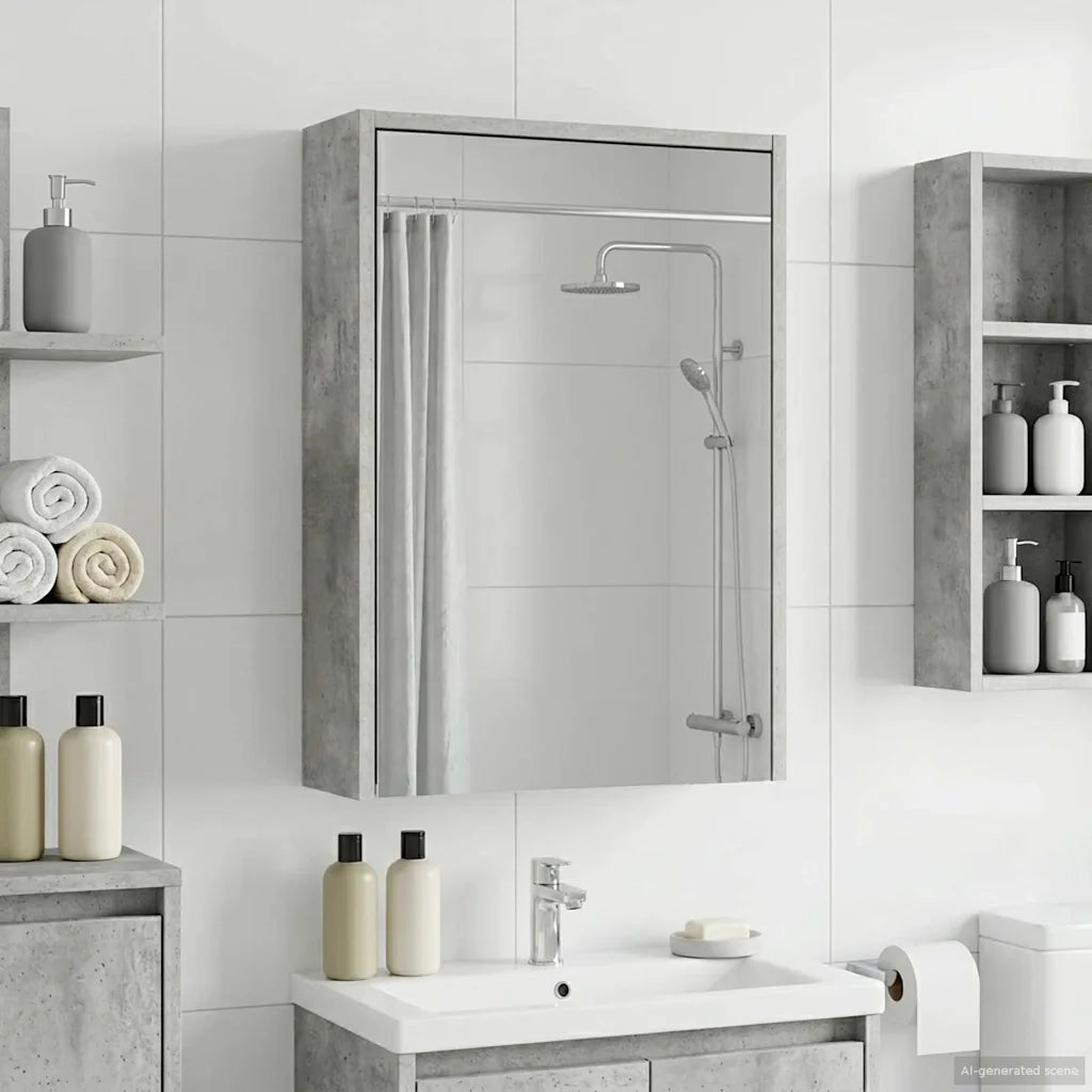 Mobiletto per specchio da bagno con lo scaffale Grigio cemento