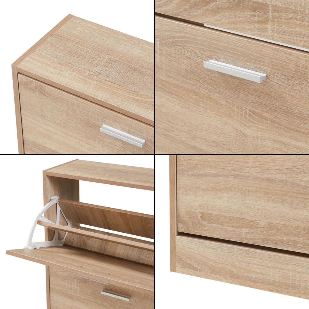 Scarpiera Sykkylven con 2 Contenitori Ribaltabili - Effetto Rovere Sonoma [en.casa]