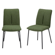 Set 2 sedie imbottita CAMILLA per cucina, sala da pranzo e soggiorno, design moderno, gambe coniche robuste finitura ghisa, schienale e seduta rivestiti con tessuto effetto doppio tono colore Verde Oliva