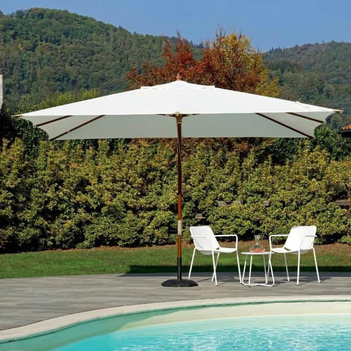 Ombrellone da Giardino 3x4 m Palo Ø48 mm in Legno Vorghini Ecrù