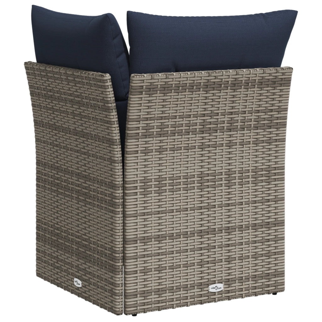 Divano Angolare da Giardino con Cuscini Grigio in Polyrattan 366148