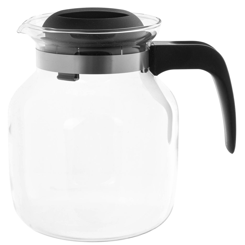KADAX Brocca in vetro per tè e caffè da 1,5 l, resistente al calore, con coperchio, colore nero.