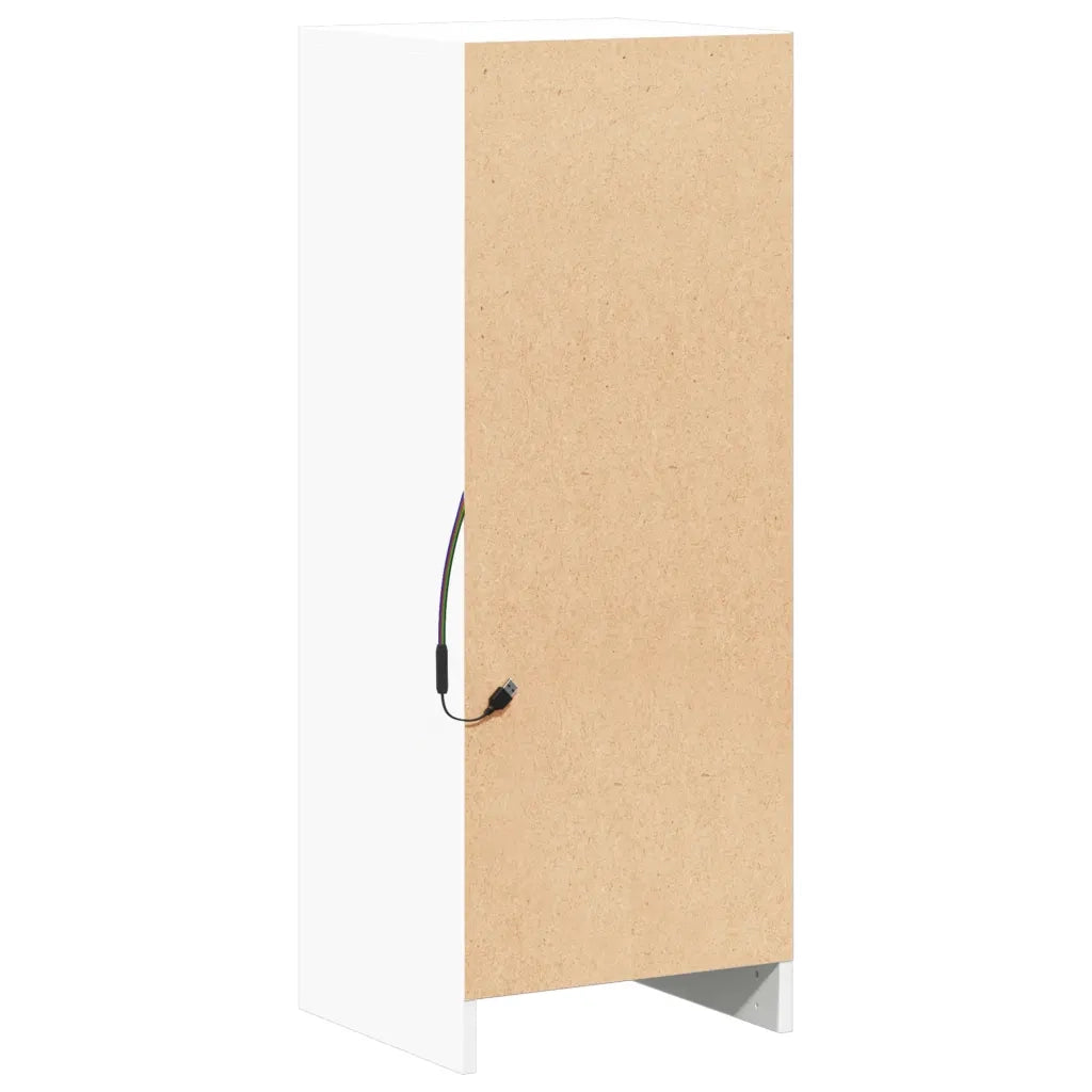 Credenza | Madia | Buffet da pranzo | Armadio da pranzo con LED Bianca 38x34x100 cm in Legno Multistrato