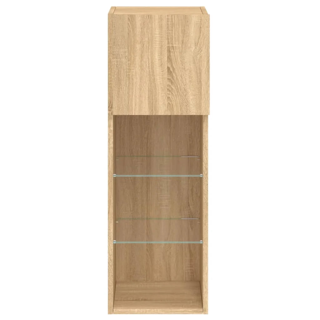 Mobile TV multimediale mensola TV credenza mobile TV sala da pranzo soggiorno camera da letto con luci LED rovere Sonoma 30,5 x 30 x 90 cm marrone 02_0026781
