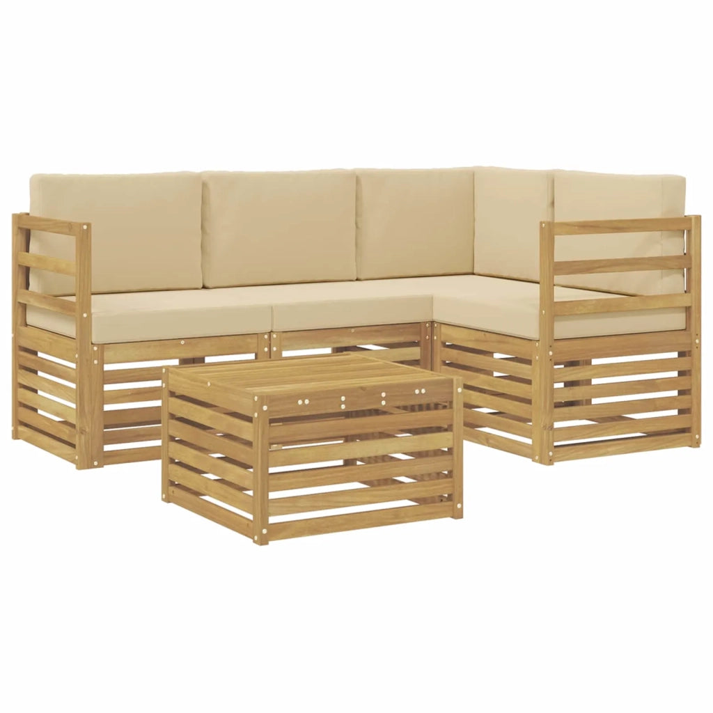 Set di divani da esterno 5 pcs Bianco e Beige 59 x 59 x 37 cm 3391778