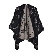 Sciarpa jacquard da donna, mantello alla moda con spacco, mantello