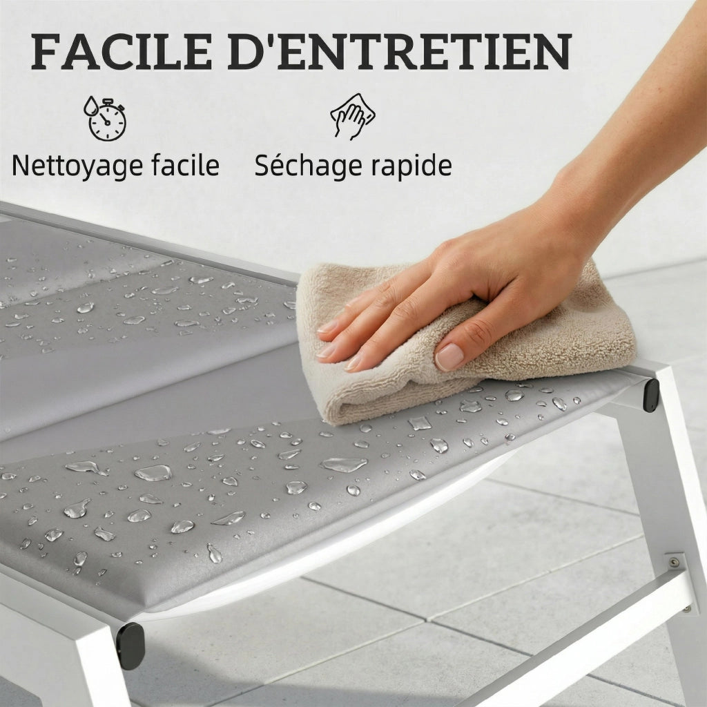 Lettino da giardino in alluminio ¨C zephmum ¨C grigio chiaro 64x181x90