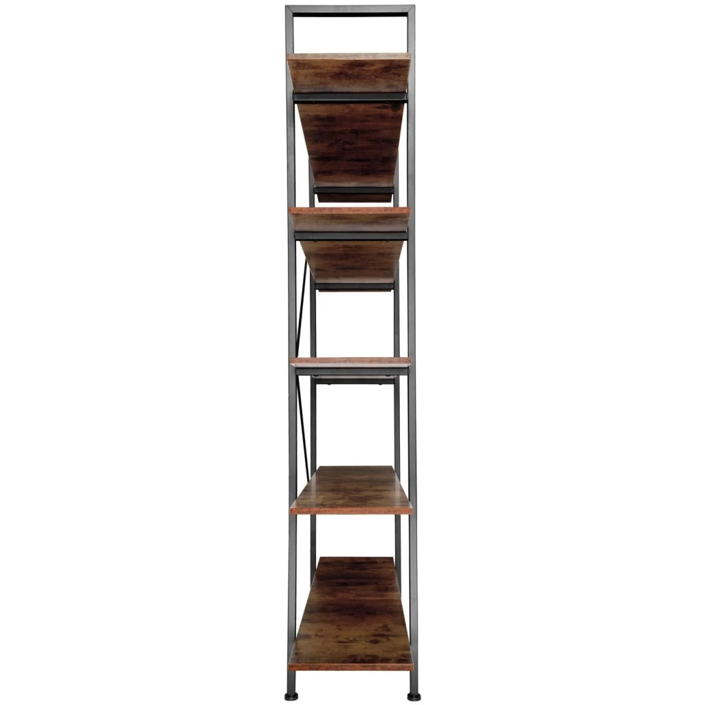 Libreria grande in stile industriale/vintage con 5 ripiani 179,5 cm marrone 08_0000254