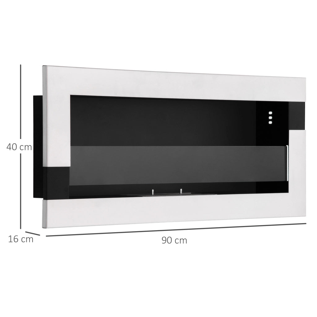 Camino Bioetanolo in Acciaio Inox ¨C Zephmum ¨C 90x16x40 cm, Argento