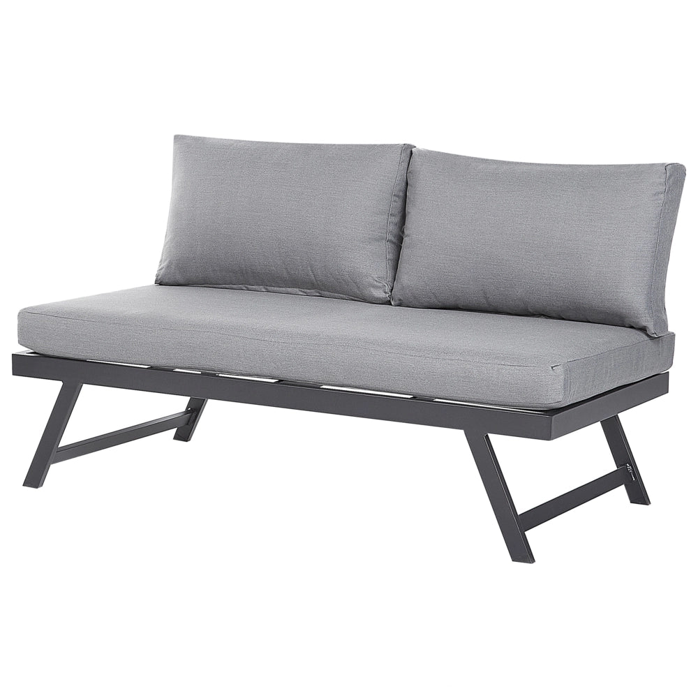 Set Divani Da Giardino 5 Posti grigio e nero Struttura Bianca Sedili Regolabili Tavolino Design Moderno