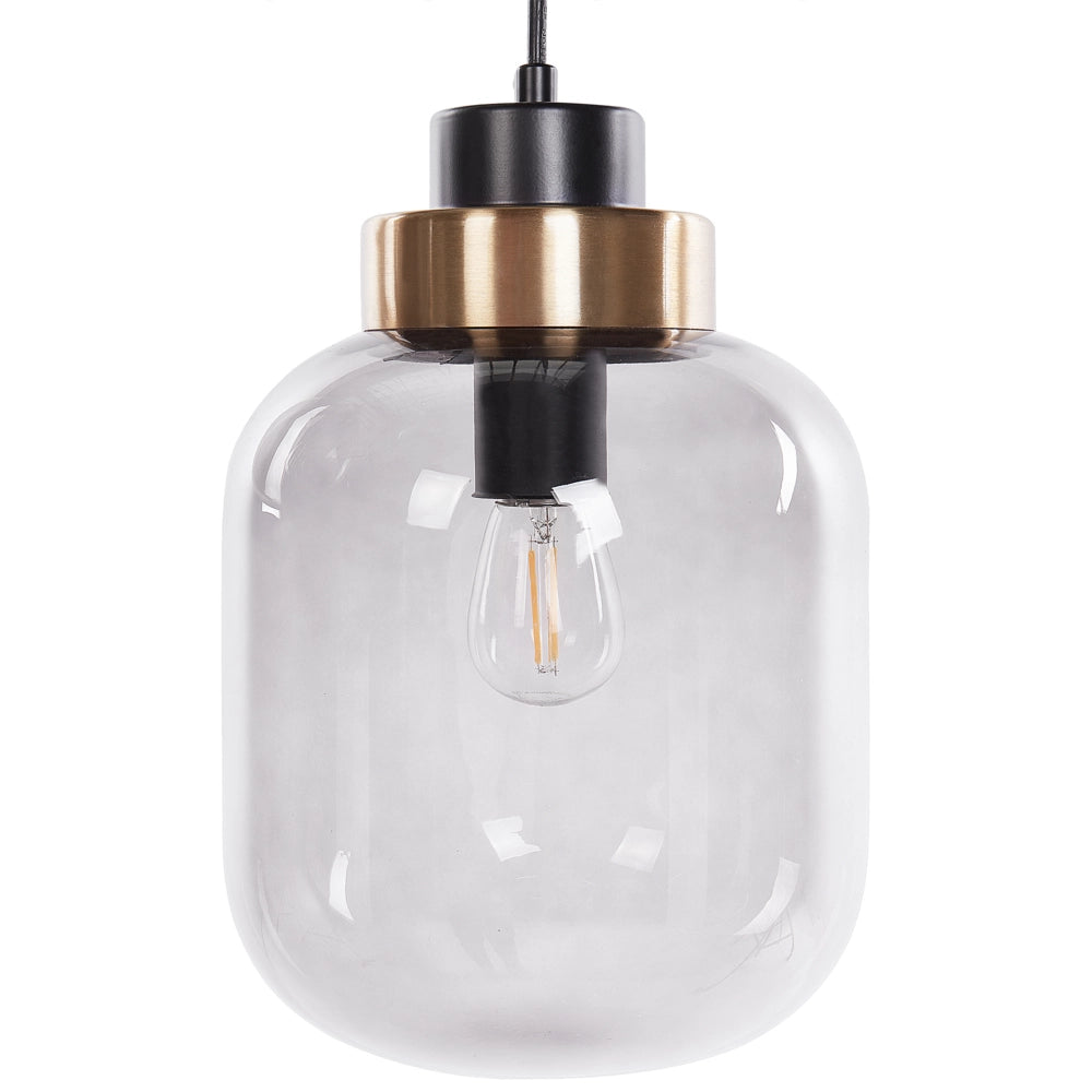 Lampada a sospensione con paralumi rotondi in vetro 4 luci in metallo trasparente grigio stile contemporaneo