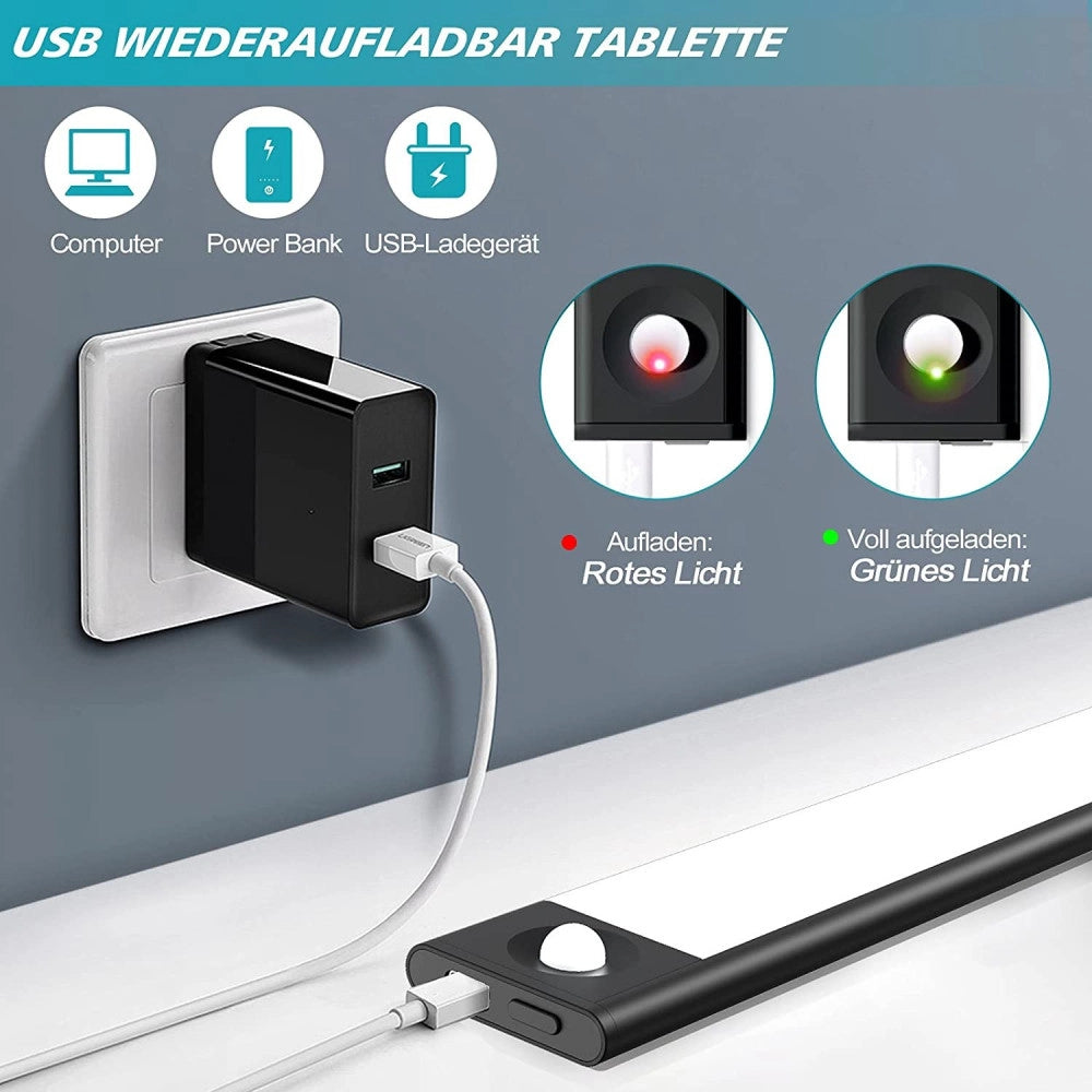 Trade Shop - Luce Di Sicurezza Led Batteria Ricaricabile Sensore Movimento Magnetica Q-led80 -
