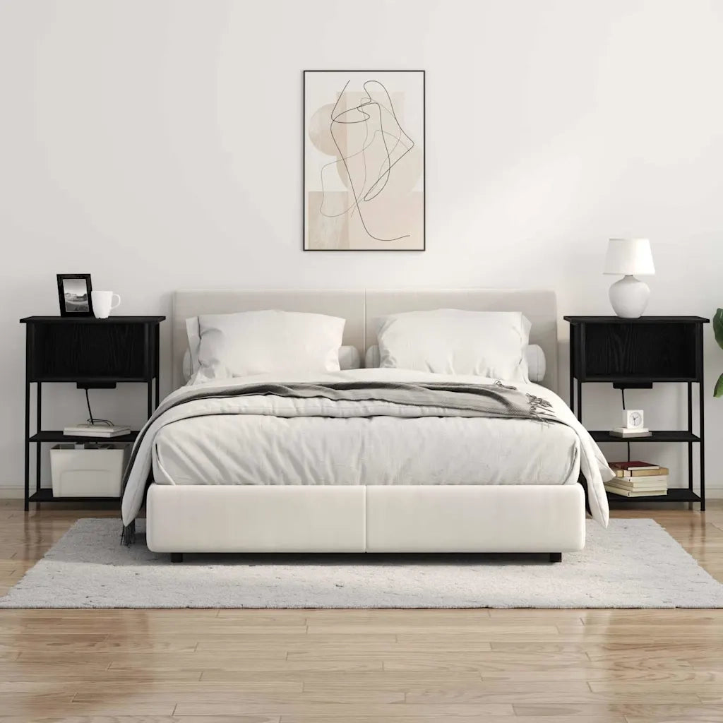 Armadio da Notte Rovere Nero 55 x 31 x 76 cm Legno multistrato 859500