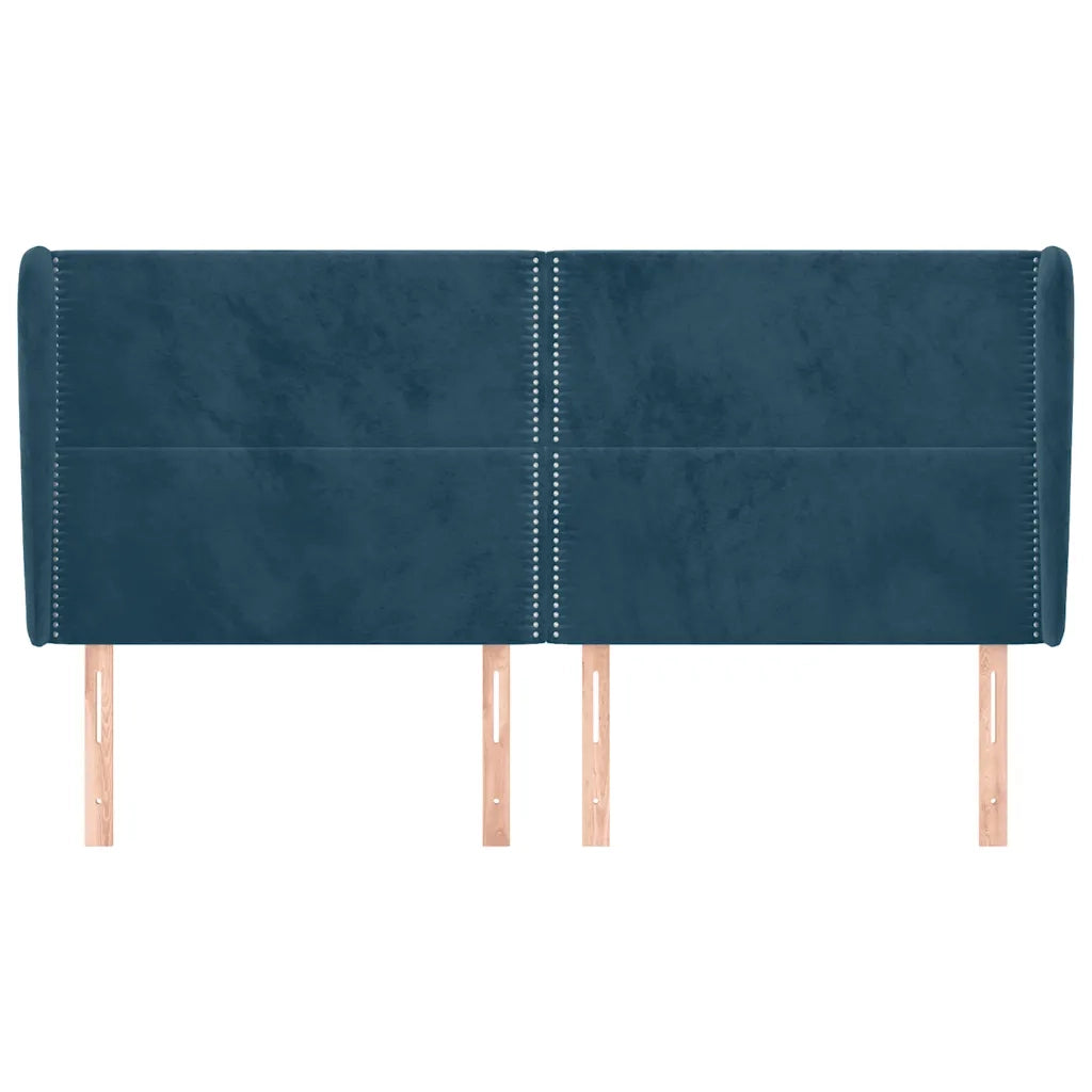 Testiera ad Orecchio Blu Scuro 203x23x118/128 cm in Velluto
