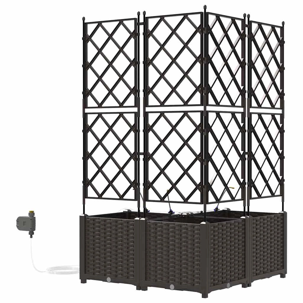 Set di 3 fioriere da giardino per esterni dal design moderno e minimalista 80 x 80 x 142 cm acciaio marrone 02_0058529