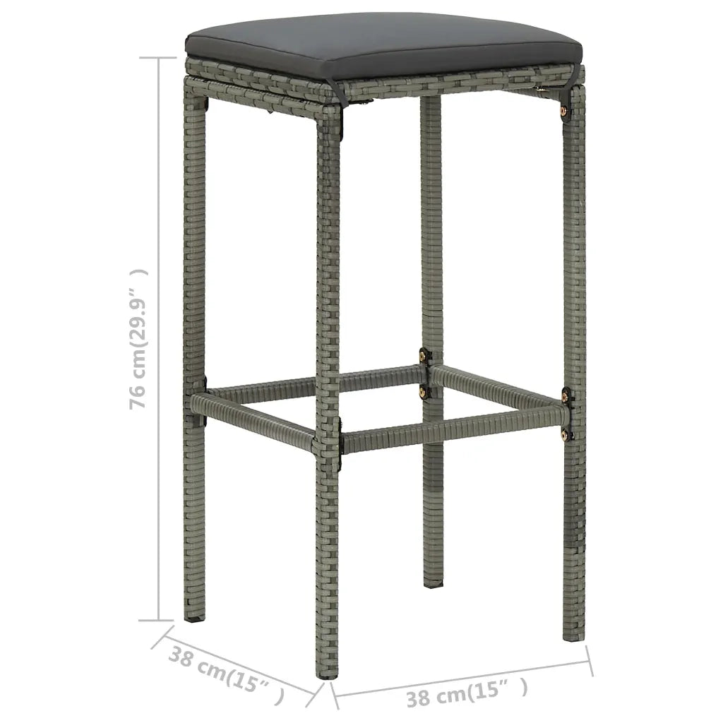 Sgabelli da Bar con Cuscini 6 pz Grigi in Polyrattan 313450