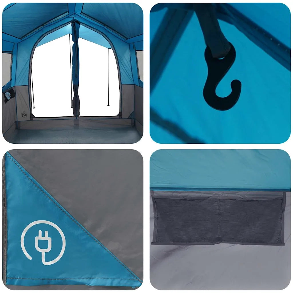 Tenda familiare per 4 persone Blu e Grigio 324 x 255 x 230 cm