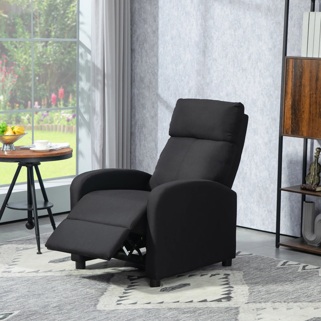 Poltrona Relax Reclinabile con Poggiapiedi ¨C Minimal ¨C Nero Lino 69x87x100.5 cm