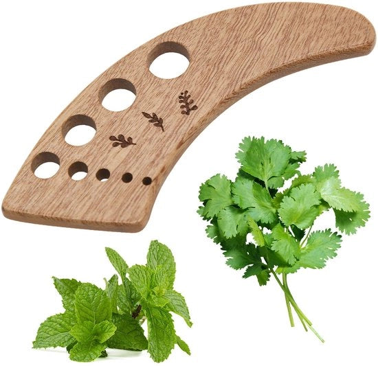 Strumento di Sfoglia Frutta e Verdura in Legno a Forma di Mezzaluna - Aiuto in Cucina - Riciclabile - Ecologico - Facile da Usare - Ideale per Erbe - Aiuto in Cucina