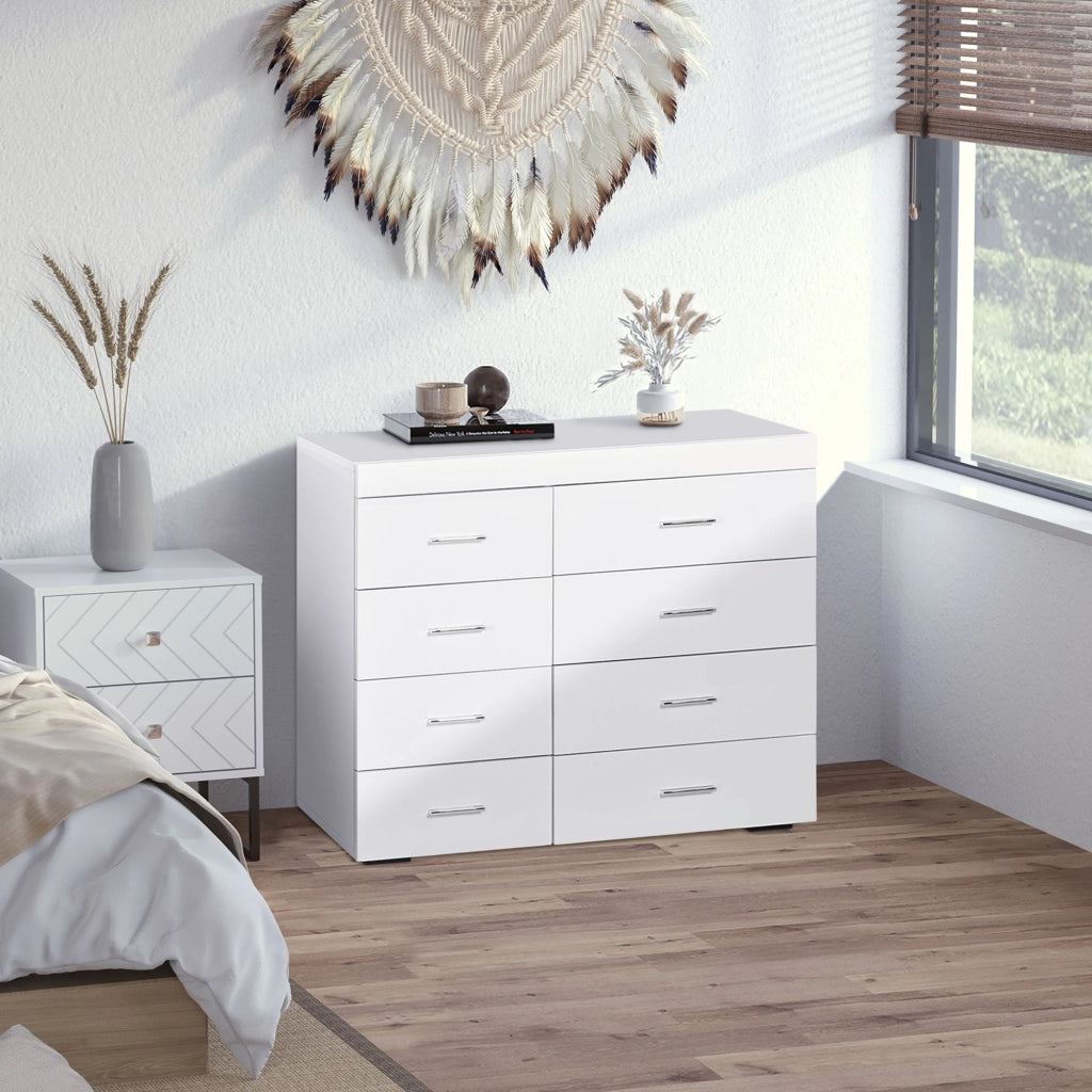EasyComfort Mobile con Cassetti Cassettiera in Legno per Camera, Cucina, Bagno 90×35×73cm Bianca