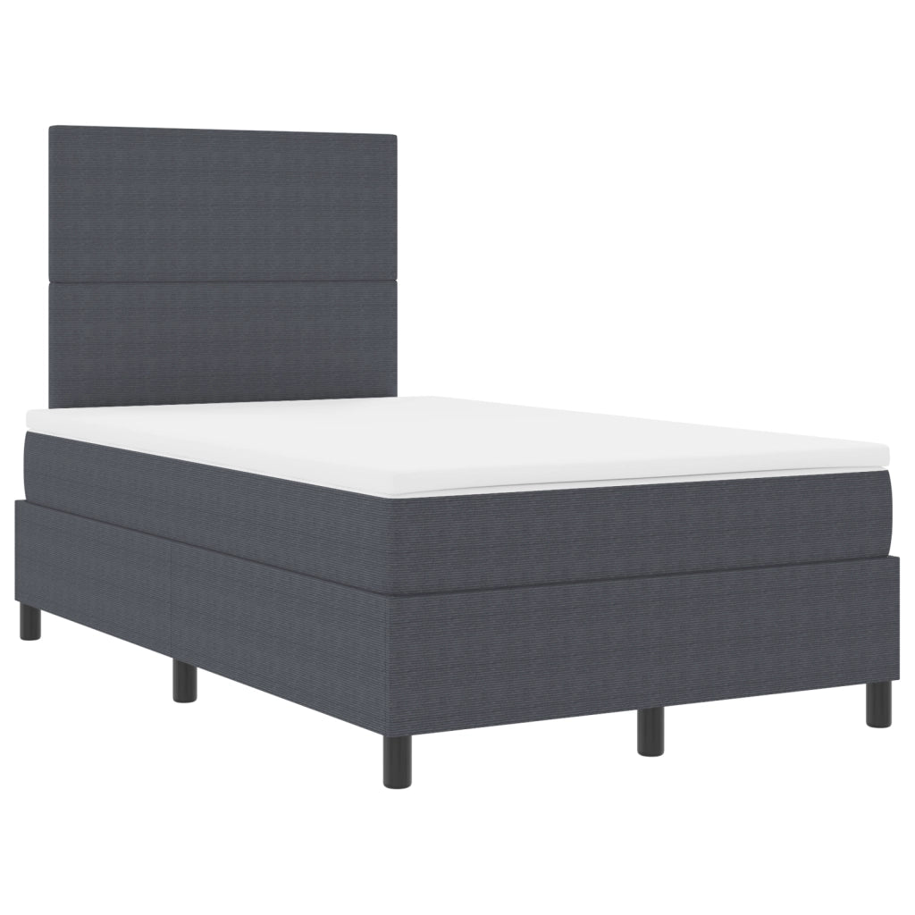 Letto Contenitore con Materasso & Luce LED Grigio Scuro Piccolo Matrimoniale in Velluto