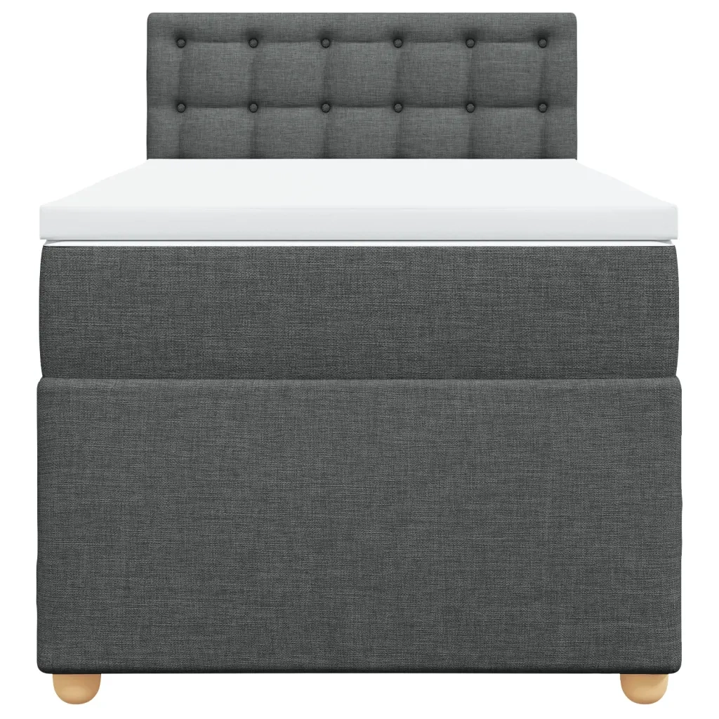 Giroletto a Molle con Materasso Grigio Scuro 100x200 cm Tessuto