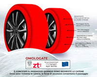 Calze da Neve per Auto Omologate EN 16662-1 Taglia L in Tessuto 3D Rosso
