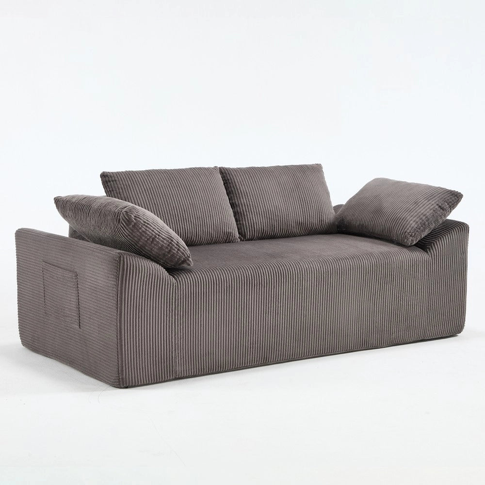Divano imbottito mini ¨C Minimal ¨C velluto marrone grigio, con braccioli, senza montaggio