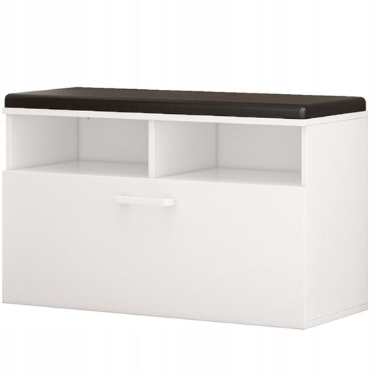 Scarpiera da 85x35x46 cm, finitura bianca, ideale per l'ingresso.