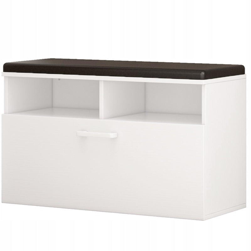 Scarpiera da 85x35x46 cm, finitura bianca, ideale per l'ingresso.