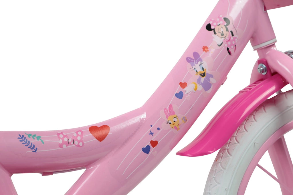 Bicicletta per Bambine 16" Disney Minnie Freni Caliper e Stabilizzatori in Acciaio Hi-Ten Rosa