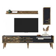 Mobile porta TV Upana, Credenza da soggiorno, Armadio basso per TV, Base parete attrezzata, 180x45h35 cm, Antracite e Noce