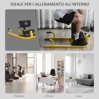 Macchina per Squat 3 in 1 Regolabile con Piedini Antiscivolo, 50x97x44.5-56.5cm, Giallo