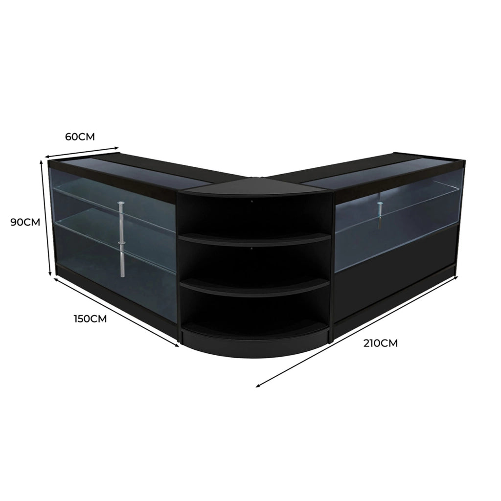 Set Banconi Nero Calliope LED K1500 C1500 LM60 Vetrina con Ante Scorrevoli