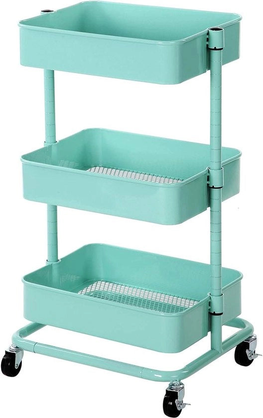 Scatola di stoccaggio con 3 livelli e pannelli in legno regolabili in altezza - Verde menta - BSC60M