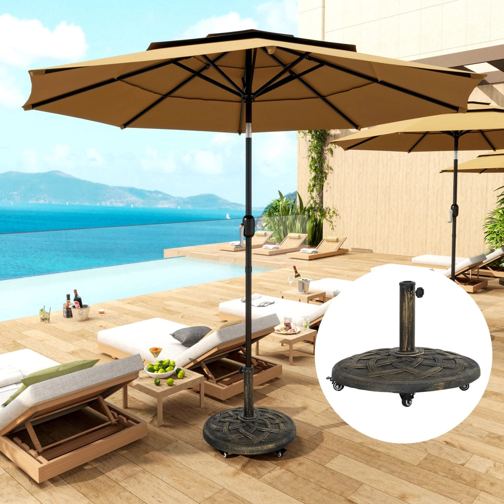 Base Ombrellone Rotonda in Resina 20 kg con Ruote e Freni ¨C zephmum ¨C Bronzo