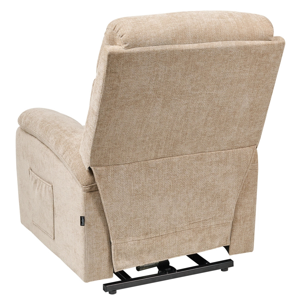 Poltrona reclinabile elettrica Beige Poliestere Imbottita Seduta singola con poggiapiedi Funzione di sollevamento Design moderno Relax