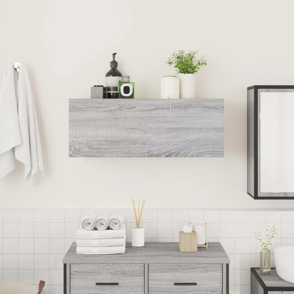 Mobile da Bagno Grigio Sonoma 80x25x30 cm in Legno Multistrato 860081