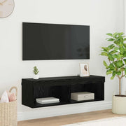 Mobile TV da parete con LED Rovere Nero 100 x 30 x 30 cm 882969