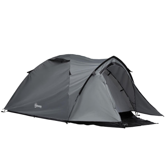 Tenda da Campeggio 4 Persone 325x183x130 cm con Vestibolo e Finestre Grigia