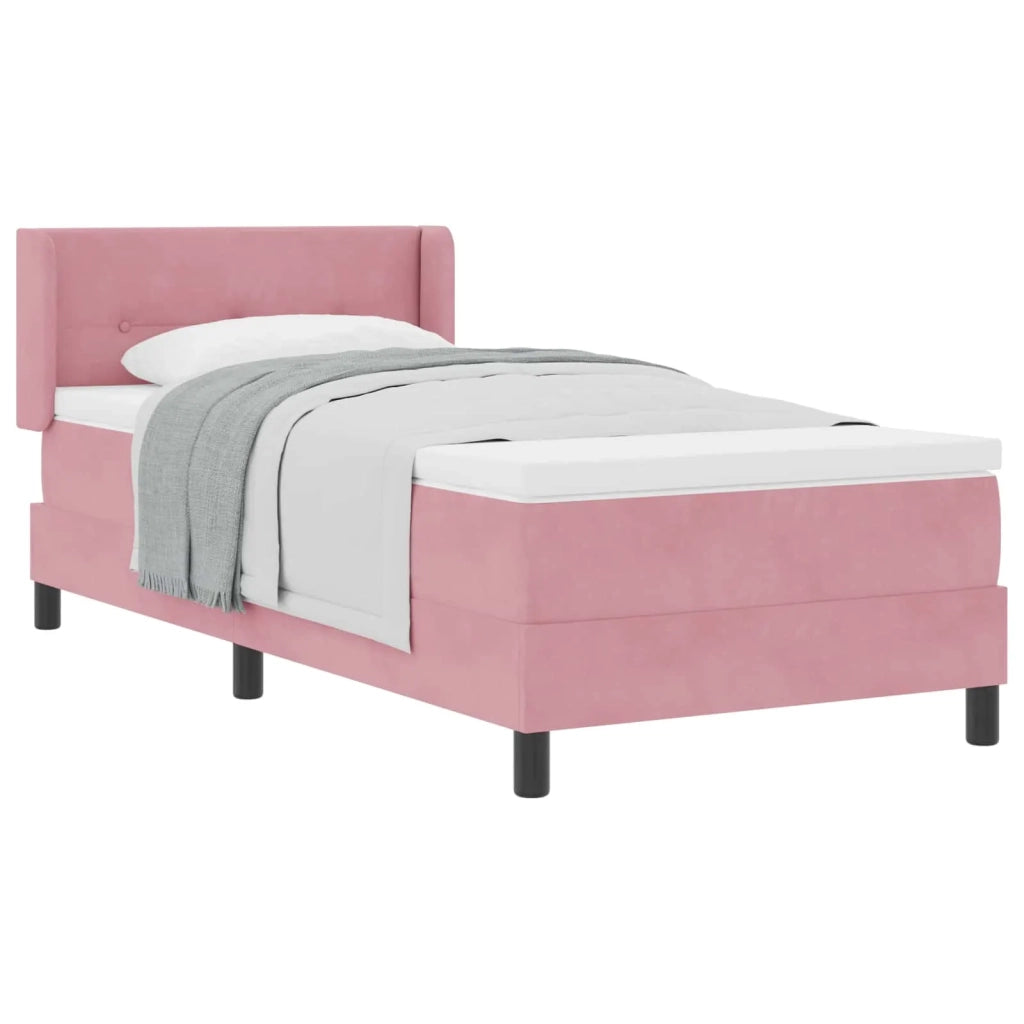 Letto a molle con materasso Rosa 200 x 100 cm Poliestere 3341461