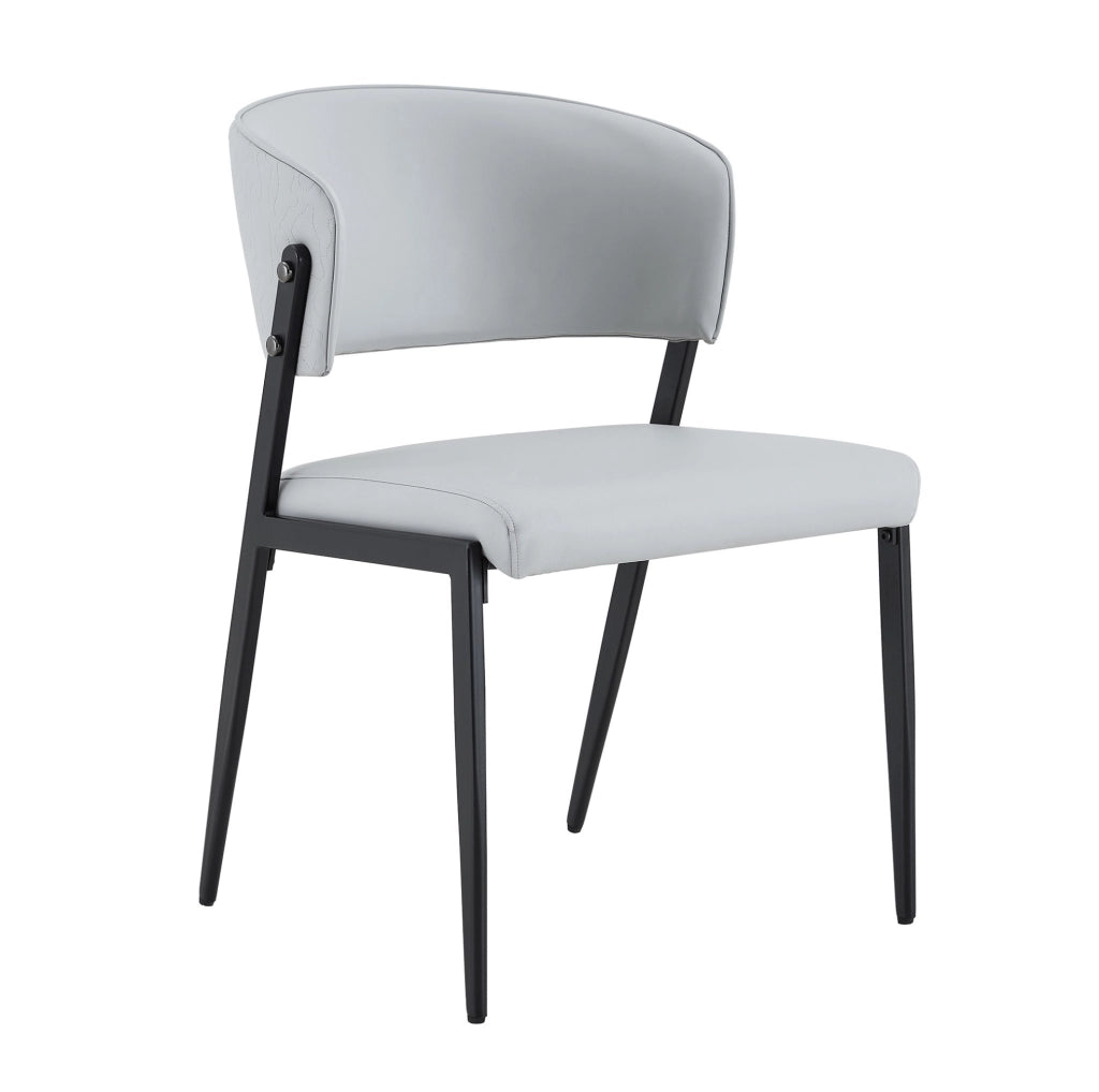 Set di 2 sedie da pranzo con schienale curvo e protezioni antiscivolo in PU grigio chiaro