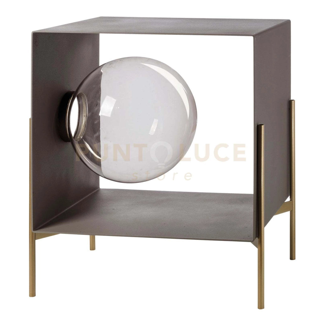Mobile da soggiorno di design Globe piccolo Fango,base oro laccato