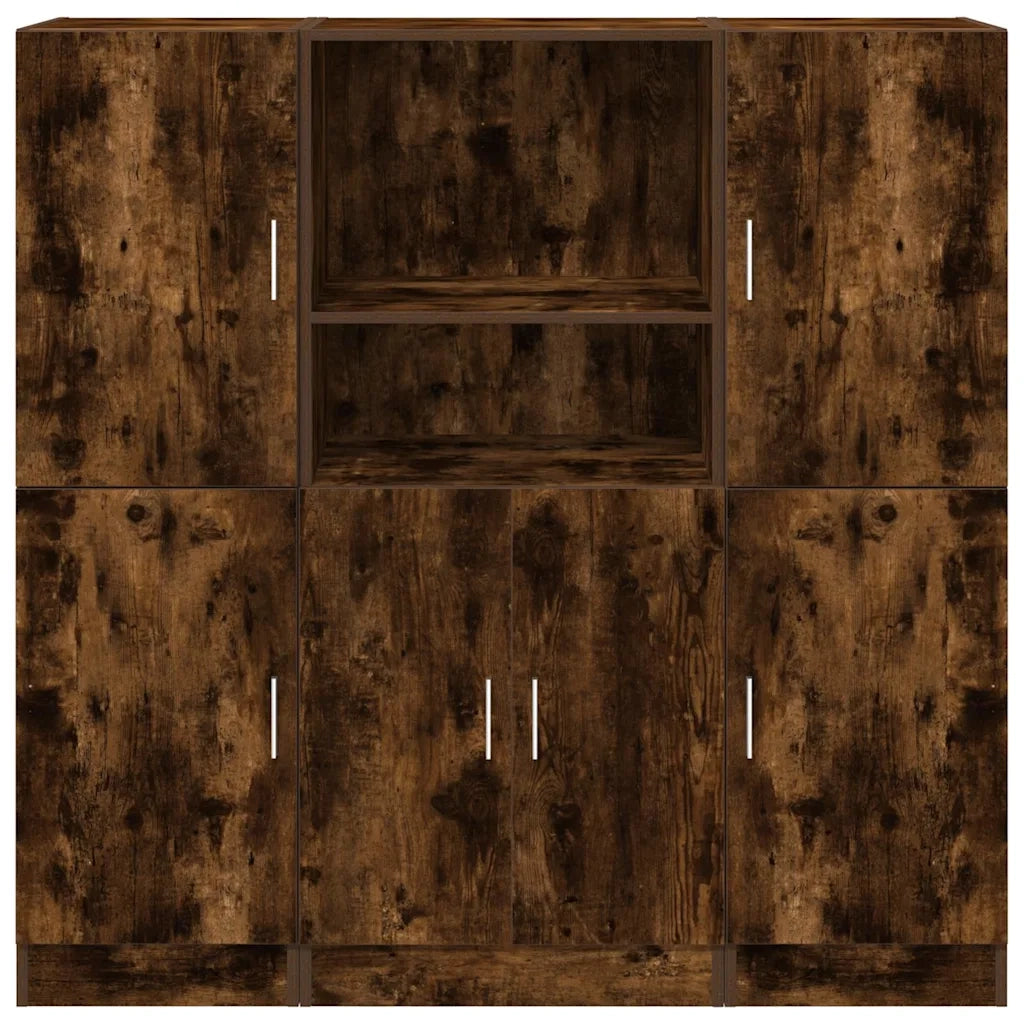Set di Mobili da Cucina 3 pz Rovere Fumo in Truciolato 3324155