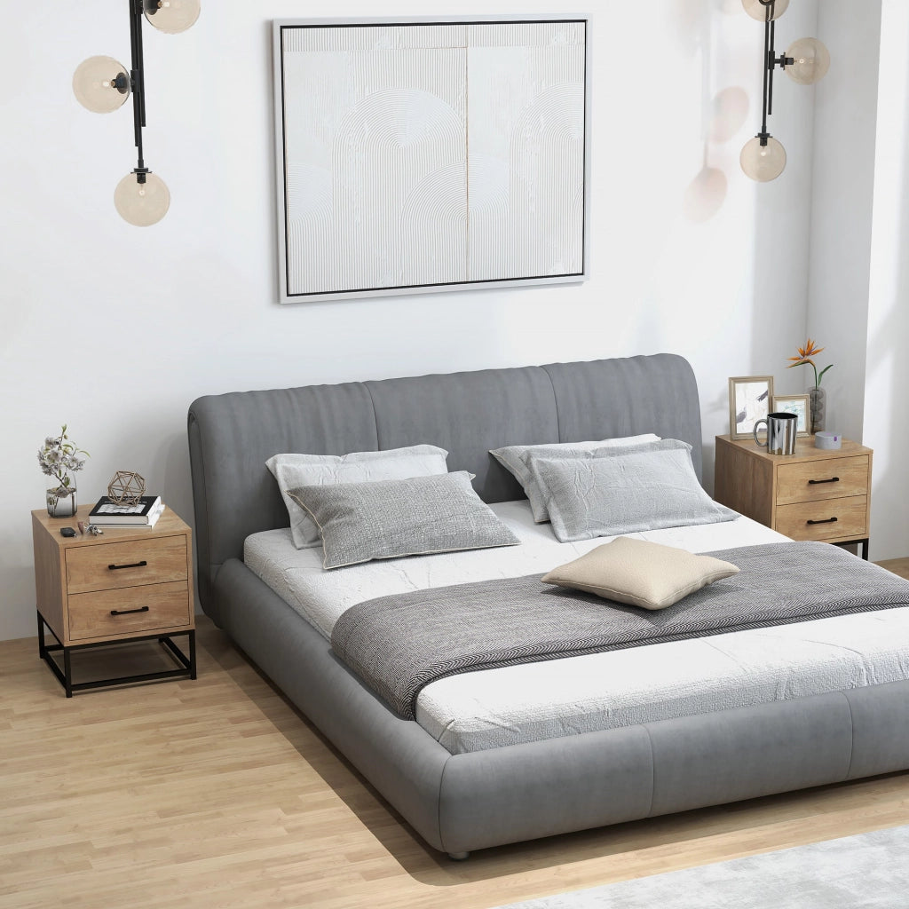 Set 2 Comodini Stile Industriale 40x39,5x48 cm in Legno e Acciaio