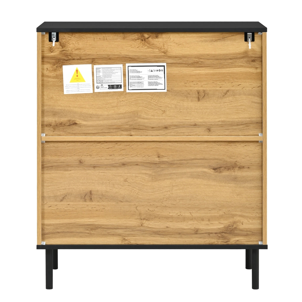 Scarpiera a 2 ante con ripiani regolabili per ingresso in truciolare 80×35×91.5 cm naturale
