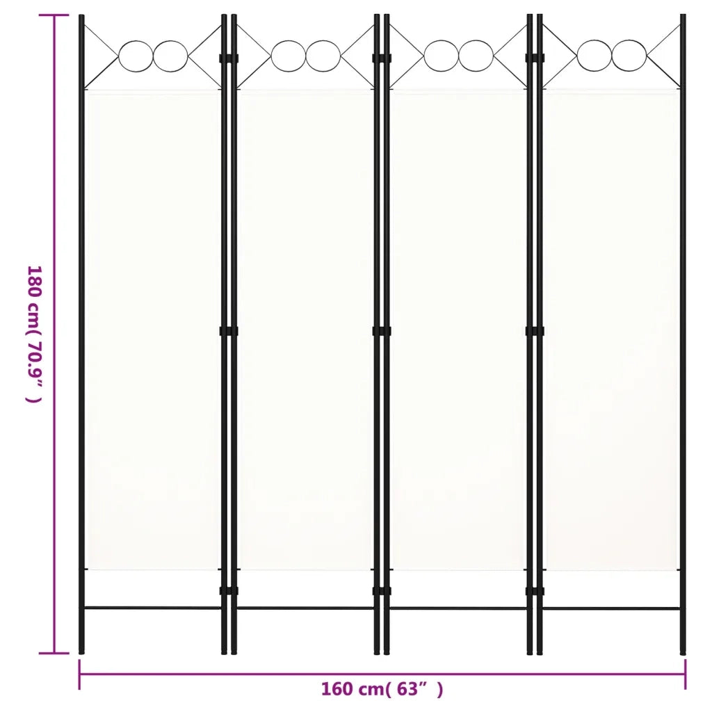 Divisorio Ambienti | Divider per stanze | Paravento a 4 Pannelli Bianco 160x180 cm