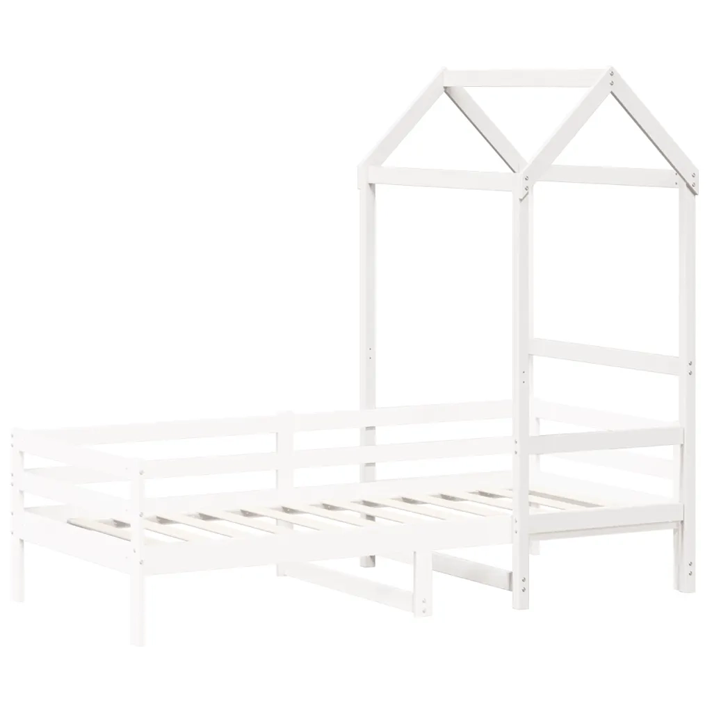 Tetto Letto Bambini Bianco 98x70x176,5 cm Legno Massello Pino