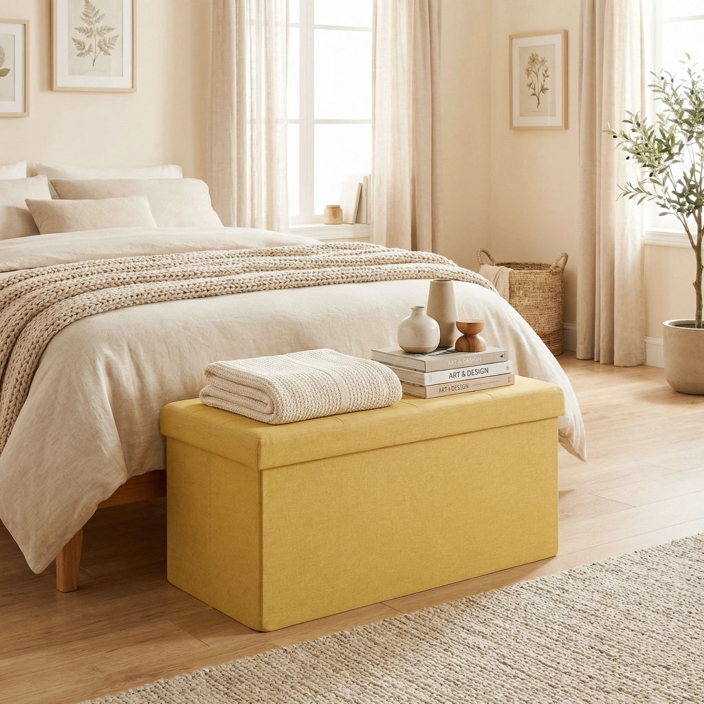Poltrona Puff con Contenitore ¨C Zephmum ¨C Giallo 76x38x38 cm