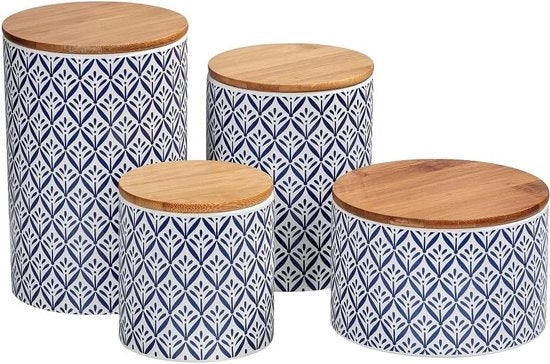 Bicchierino di conservazione 1,45 l, contenitore con coperchio in bambù e anello in silicone per conservazione aereosolida e aromafrischizzante, in ceramica di alta qualità, Ø 12,5 x 18,5 cm, multicolore
